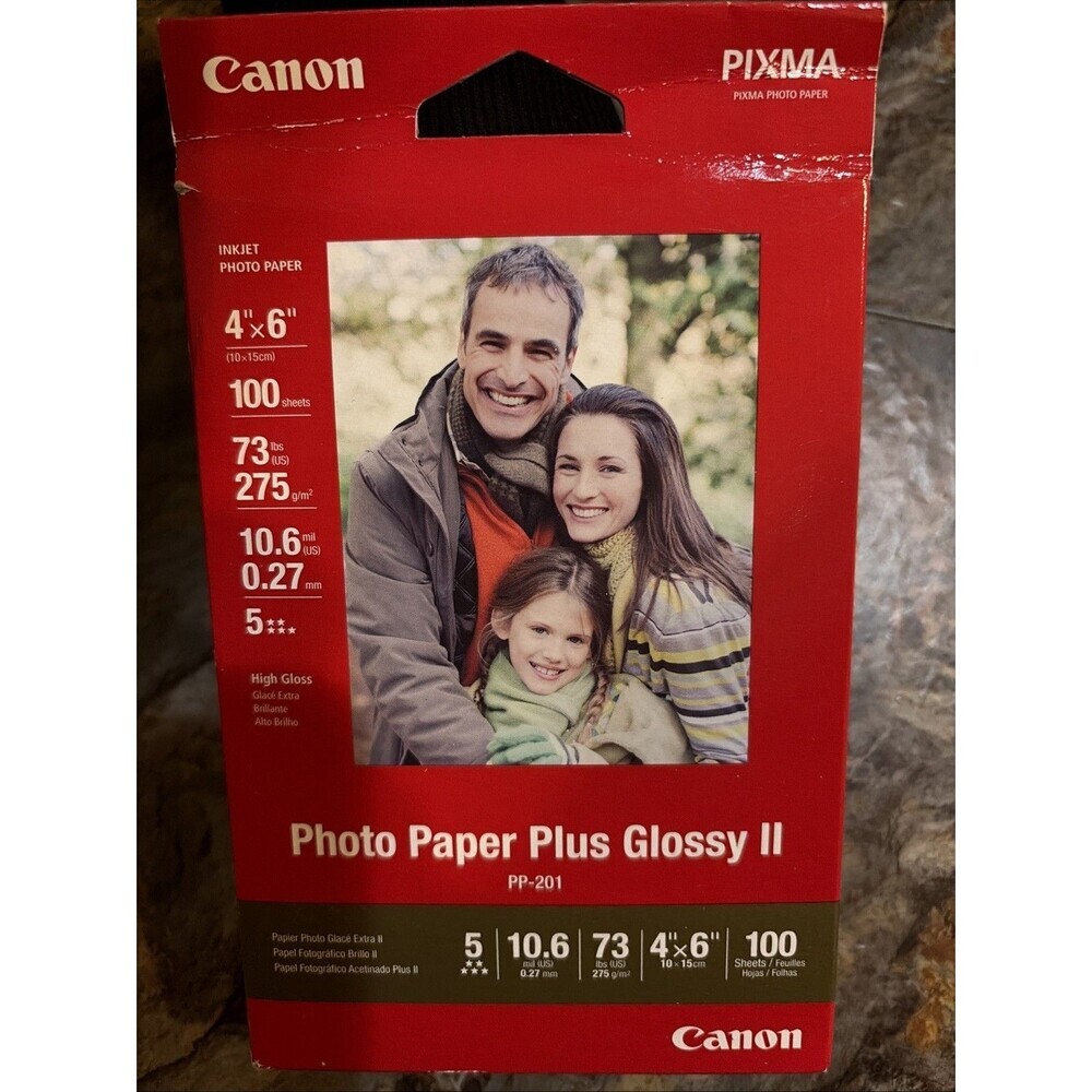 Canon PP-201 Photo Paper Plus Glossy II, 4x6 inch - 100 Sheets